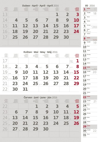 Tříměsíční šedý s poznámkami kalendář